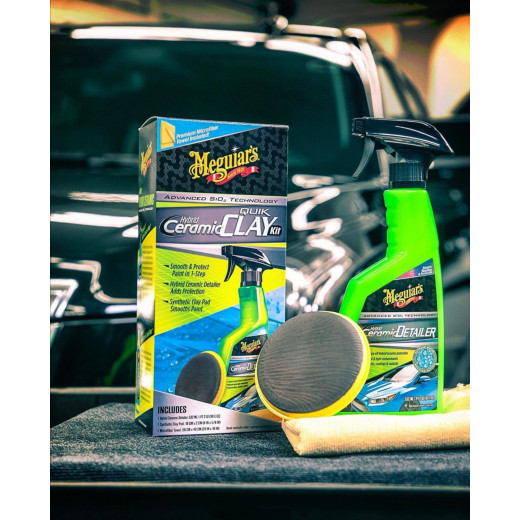 Набір для очищення кузова з ефектом кераміки Meguiar's Hybrid Ceramic Quik Clay Kit.