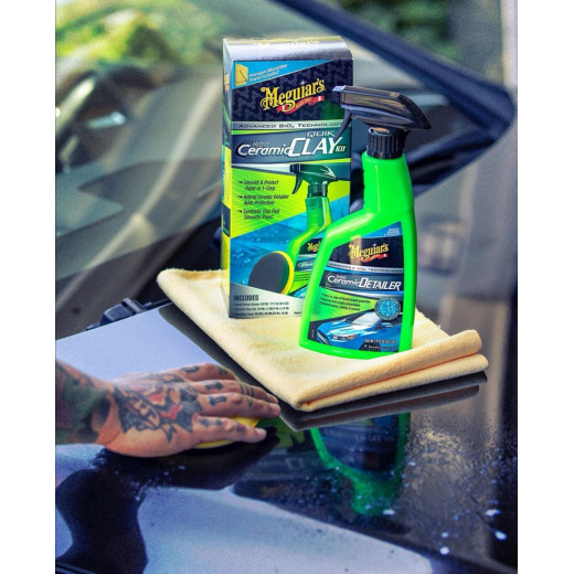 Набір для очищення кузова з ефектом кераміки Meguiar's Hybrid Ceramic Quik Clay Kit.