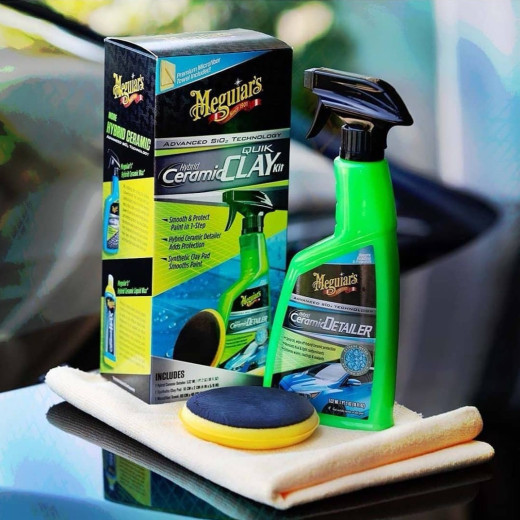 Набір для очищення кузова з ефектом кераміки Meguiar's Hybrid Ceramic Quik Clay Kit.