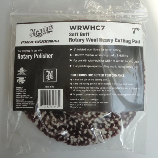 Поліровальне коло вовняної з мікрофіброю - Meguiar`s Rotary Wool Heavy Cutting Pad 178 мм. (WRWHC7)
