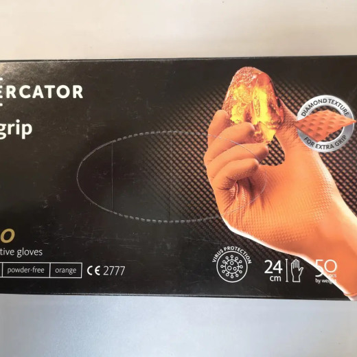 Рукавички нітрилові неприпудрені нестирильні - MERCATOR GoGrip Orange XL 50 шт. (RP30025005)
