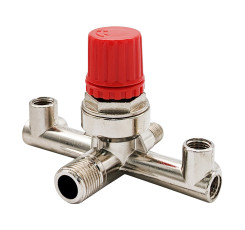 Контрольно-розподільний блок компресора (редуктор з регулятором тиску) зовнішнє різьблення 1/4 та 1/2, внутрішнє різьблення 1/8