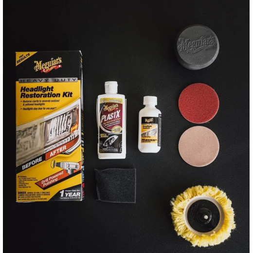 Набір для абразивного відновлення та захисту фар - Meguiar's Heavy Duty Headlight Restoration Kit (G2980)