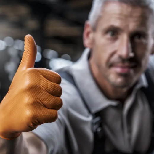 Рукавички нітрилові неприпудрені нестирильні - MERCATOR GoGrip Orange М 50 шт. (RP30061003)